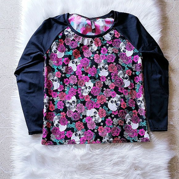 Torrid Active Skull Roses Floral Long Sleeve 0x